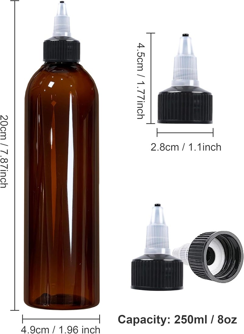 EOSAU 2 Pcs 8oz Amber Plastic Squeeze Bottles with Twist Top Cap, 250ml Clear Dispensing Bottles, Empty Squirt Bottle for Liquids, Sauces, Arts, Crafts, Travel - Image 2